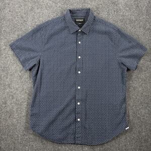 Bonobos Men’s Large Athletic Fit Short Sleeve Button Down Blue Print Shirt